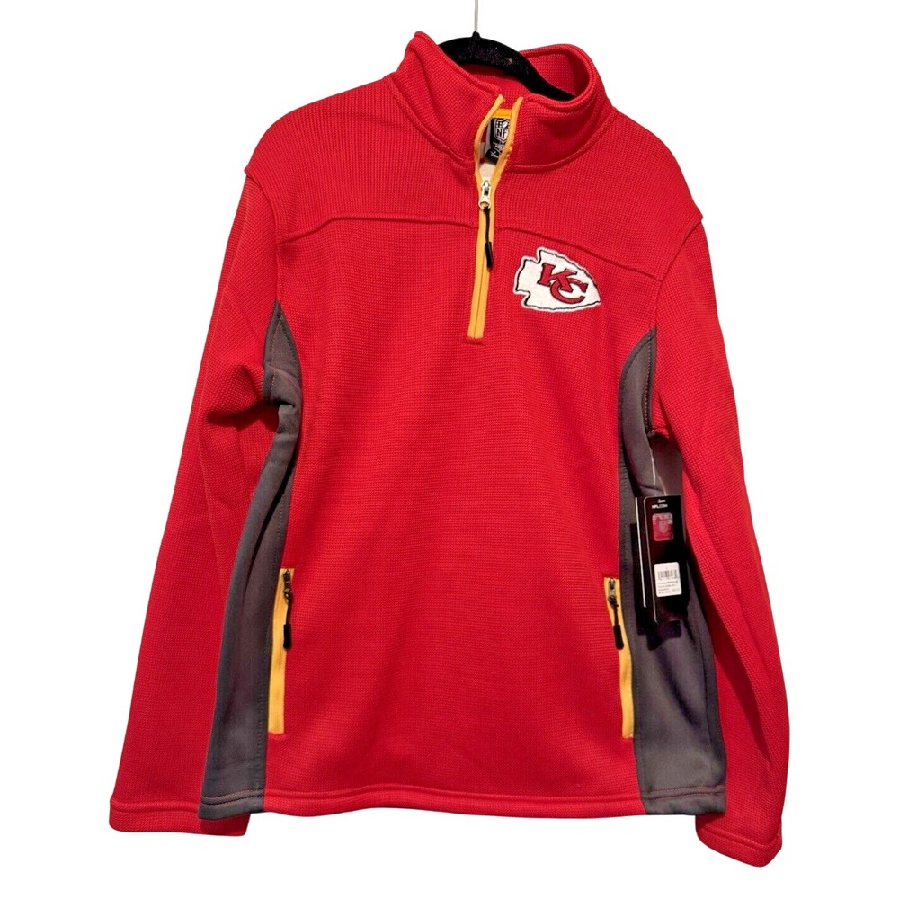 Kansas City Chiefs Adult Small NFL Team Apparel Quarter-Zip Jacket Fleece Lining